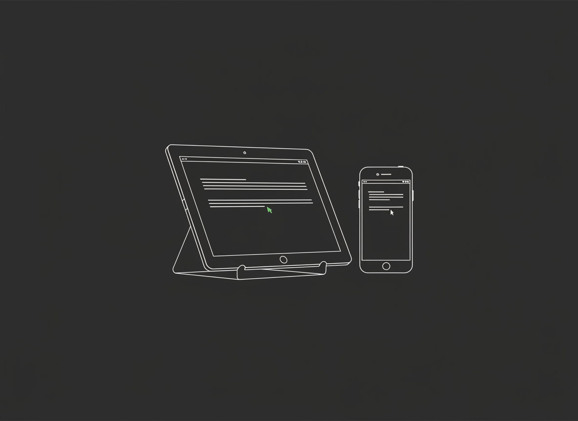Tablet and phone running terminal sessions connected to the Pi